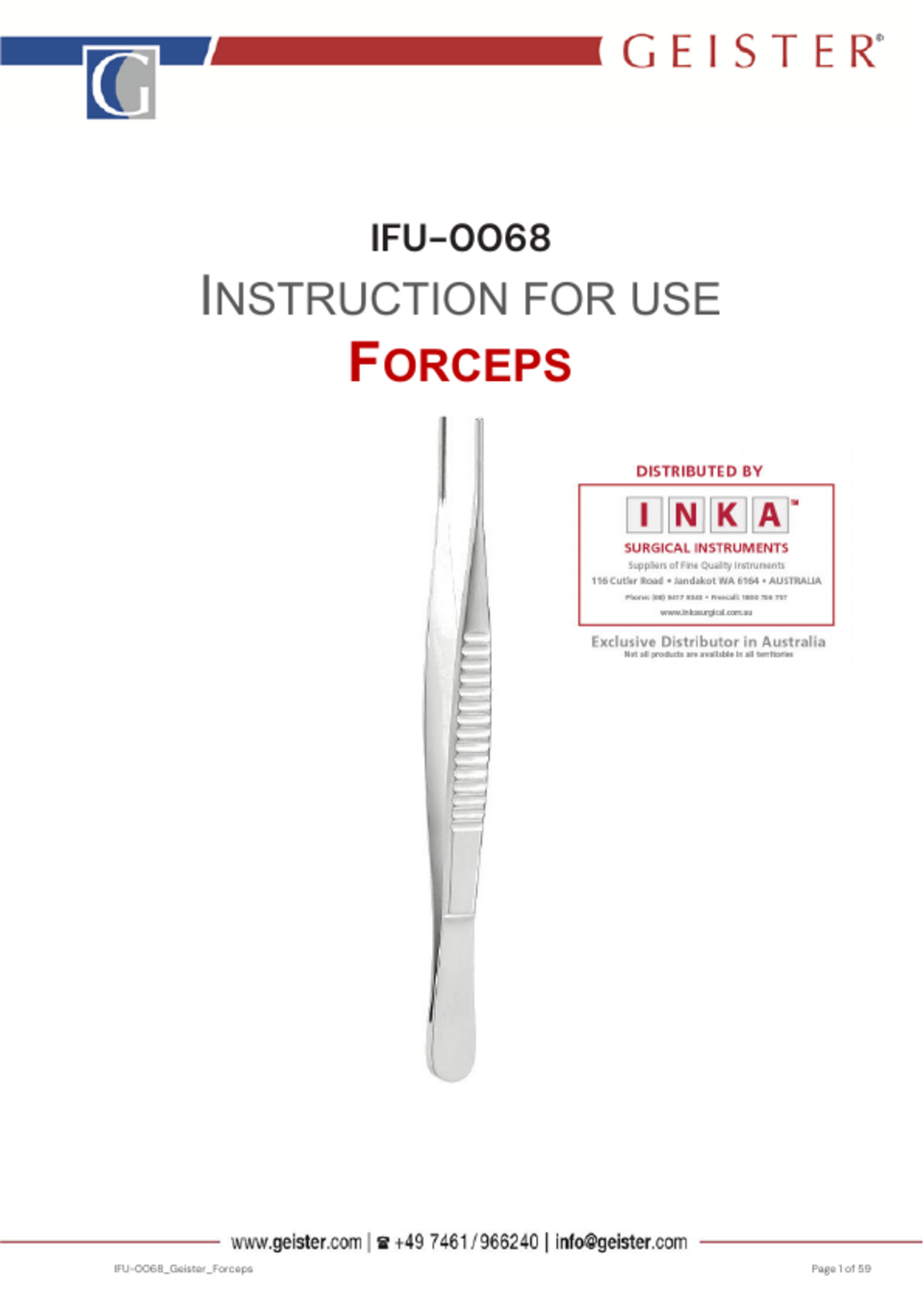 INSTRUCTION FOR USE FORCEPS PDF download